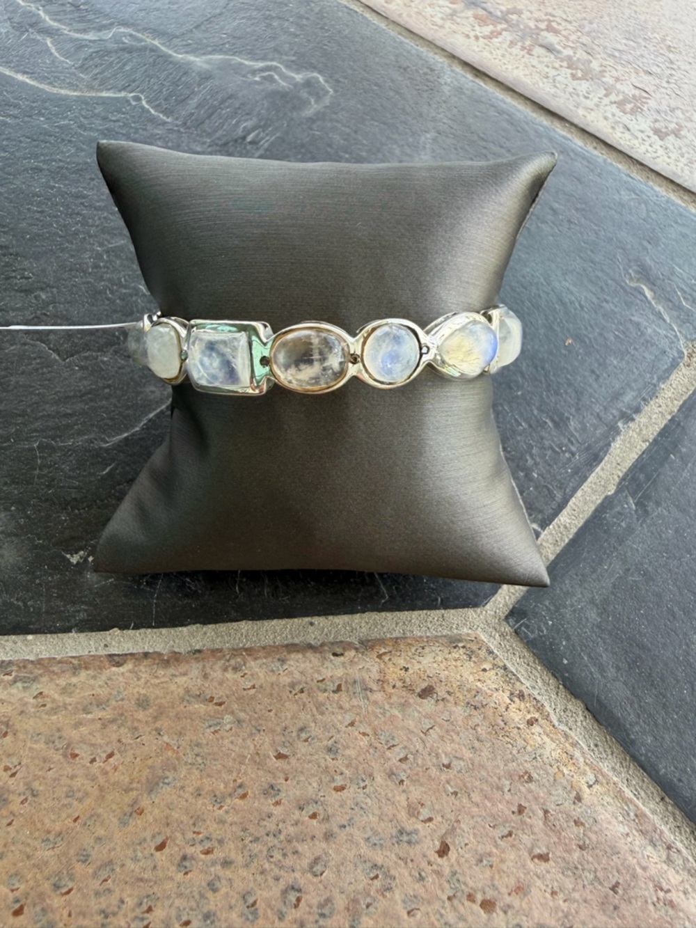 Moonstone Diamond Bangle Bracelet - Women Jewelry 7.5” oval